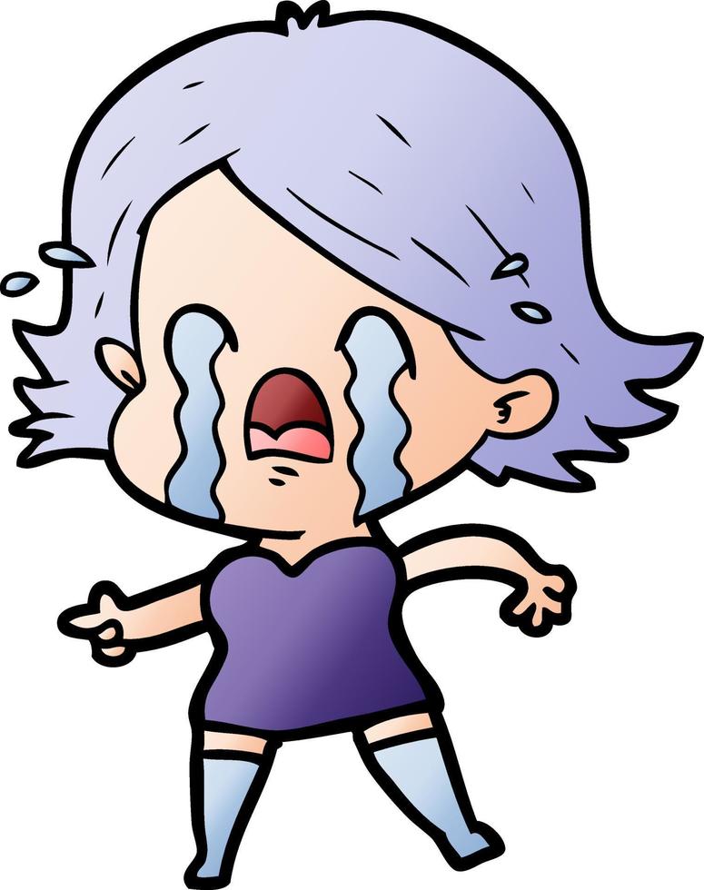 cartoon woman crying vector