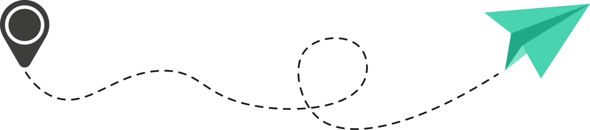 ruta de avión de papel de línea discontinua png