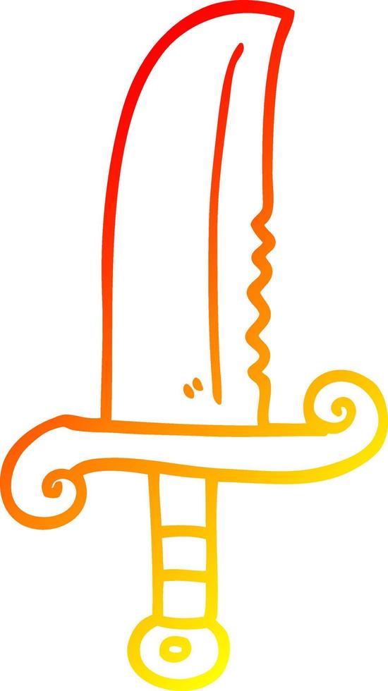 warm gradient line drawing cartoon jeweled sword vector