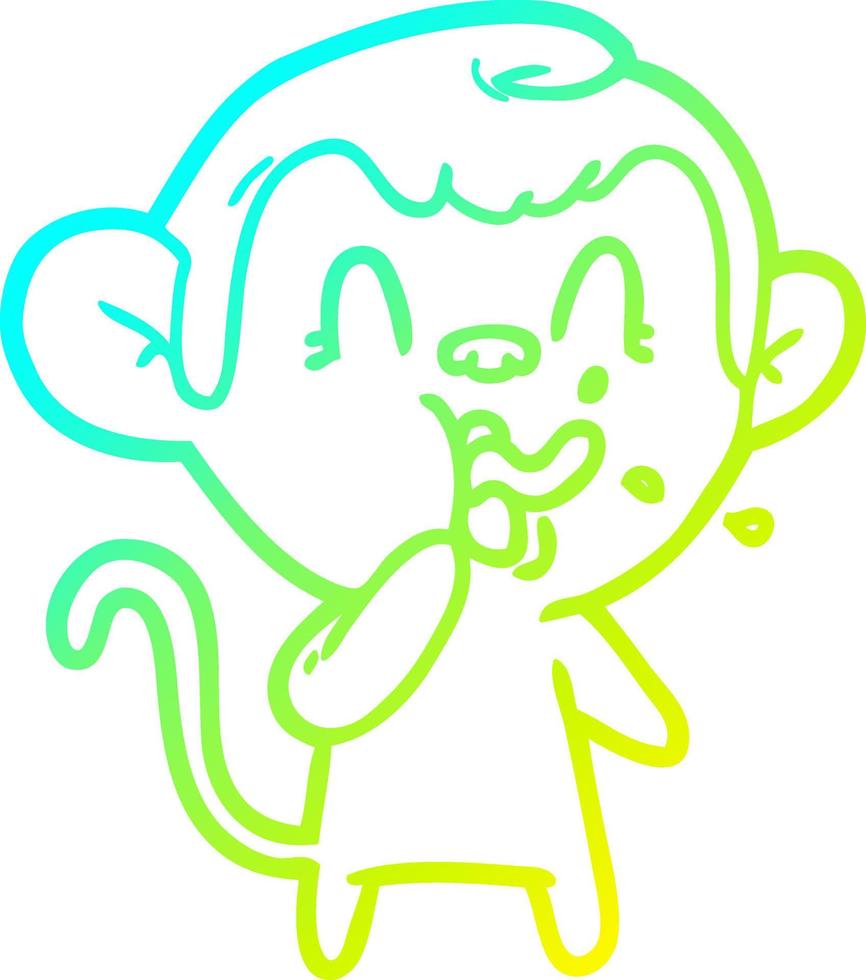 cold gradient line drawing crazy cartoon monkey vector
