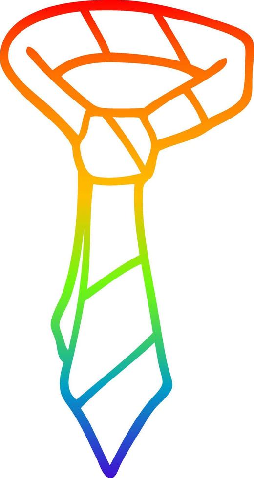 rainbow gradient line drawing cartoon office tie vector