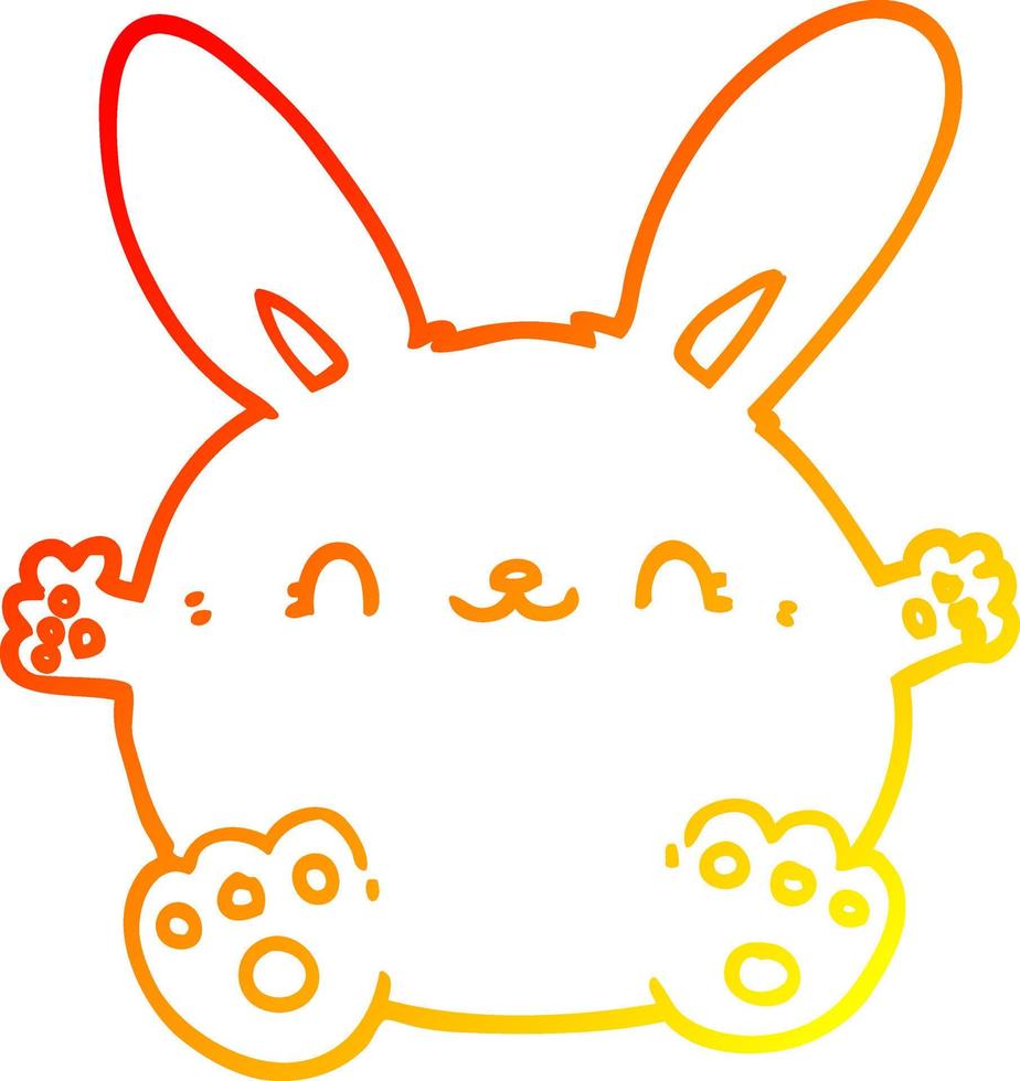 warm gradient line drawing cute cartoon rabbit vector