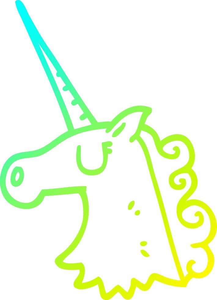 línea de gradiente frío dibujo dibujos animados lindo unicornio vector