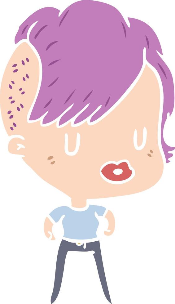 chica de dibujos animados de estilo de color plano vector