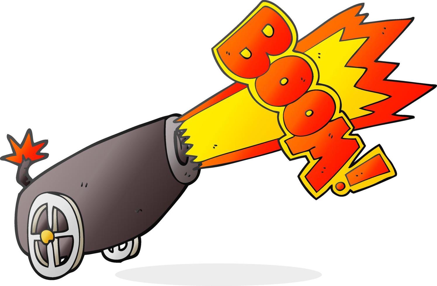 freehand drawn cartoon cannon shooting vector