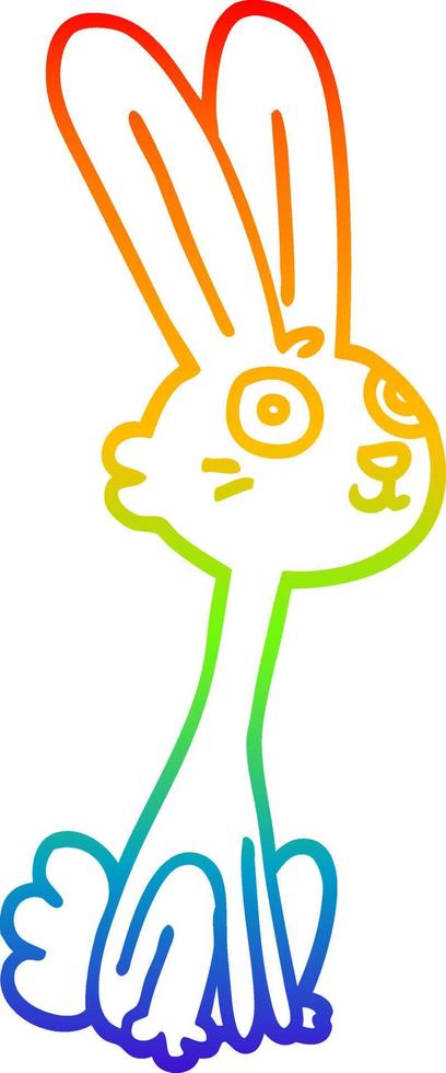 rainbow gradient line drawing cartoon rabbit vector