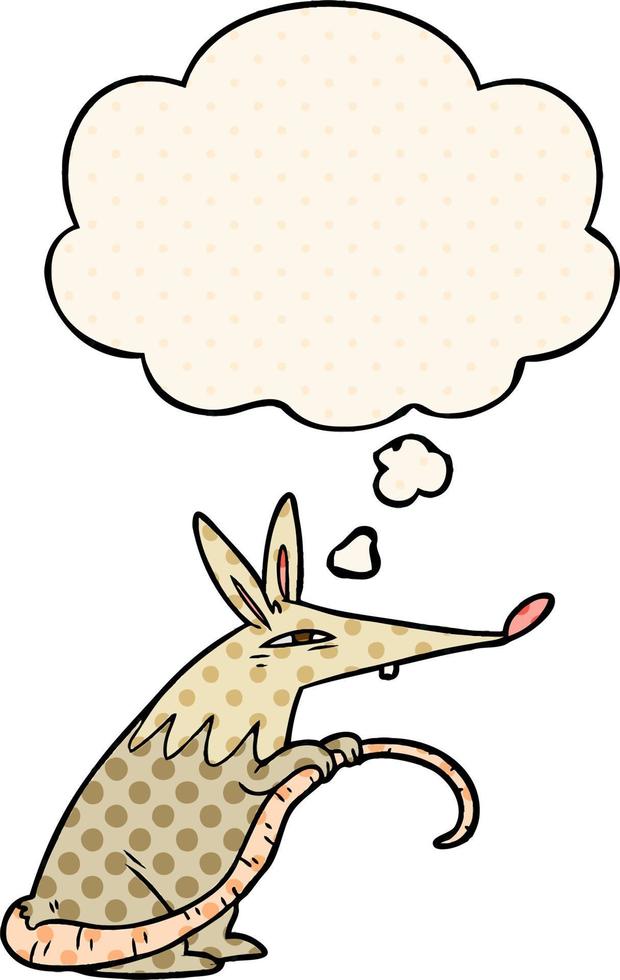 cartoon rat and thought bubble in comic book style vector