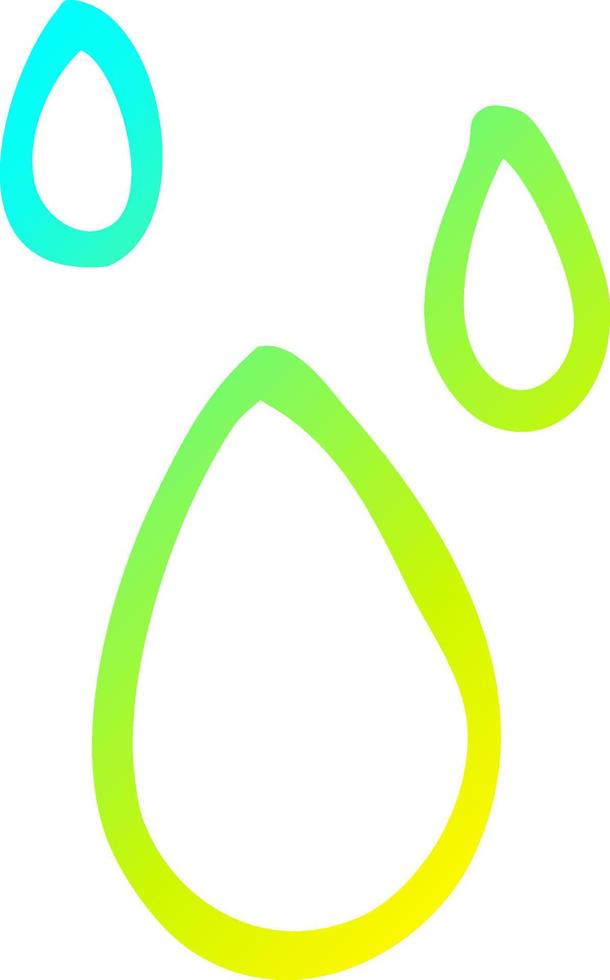cold gradient line drawing cartoon rain drops vector