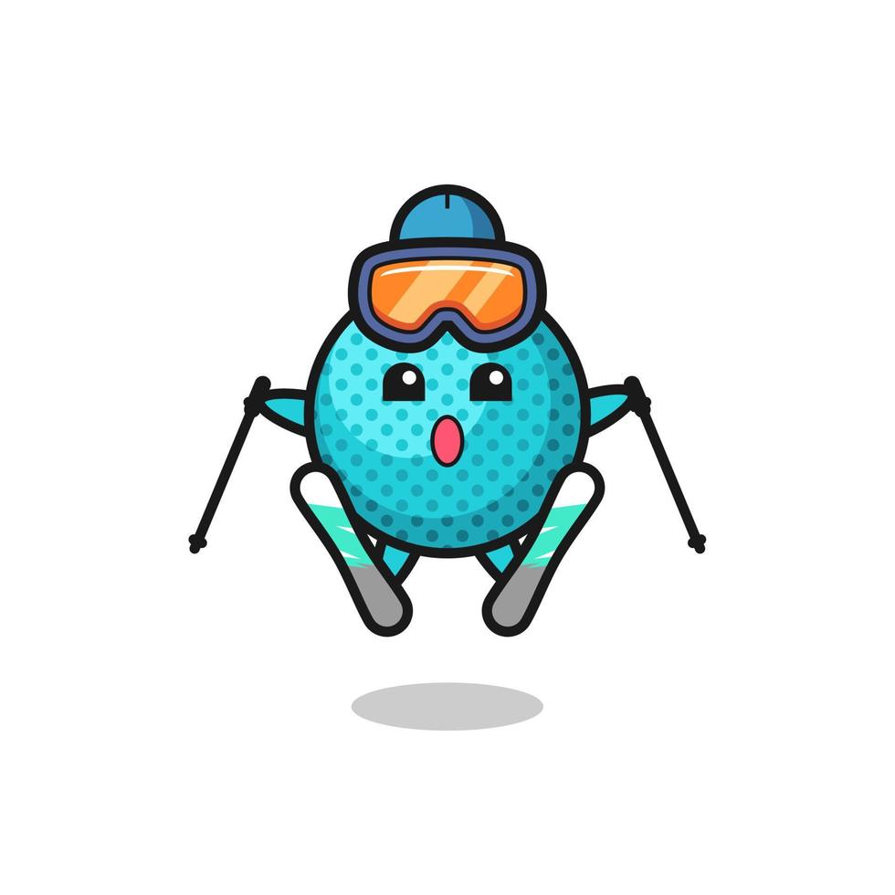 spiky ball mascot character as a ski player vector