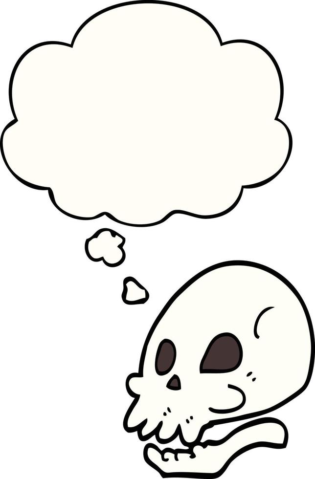 cartoon skull and thought bubble vector