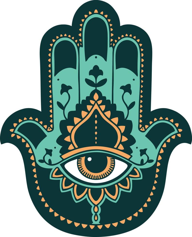 iconic tattoo style image of a hamza vector