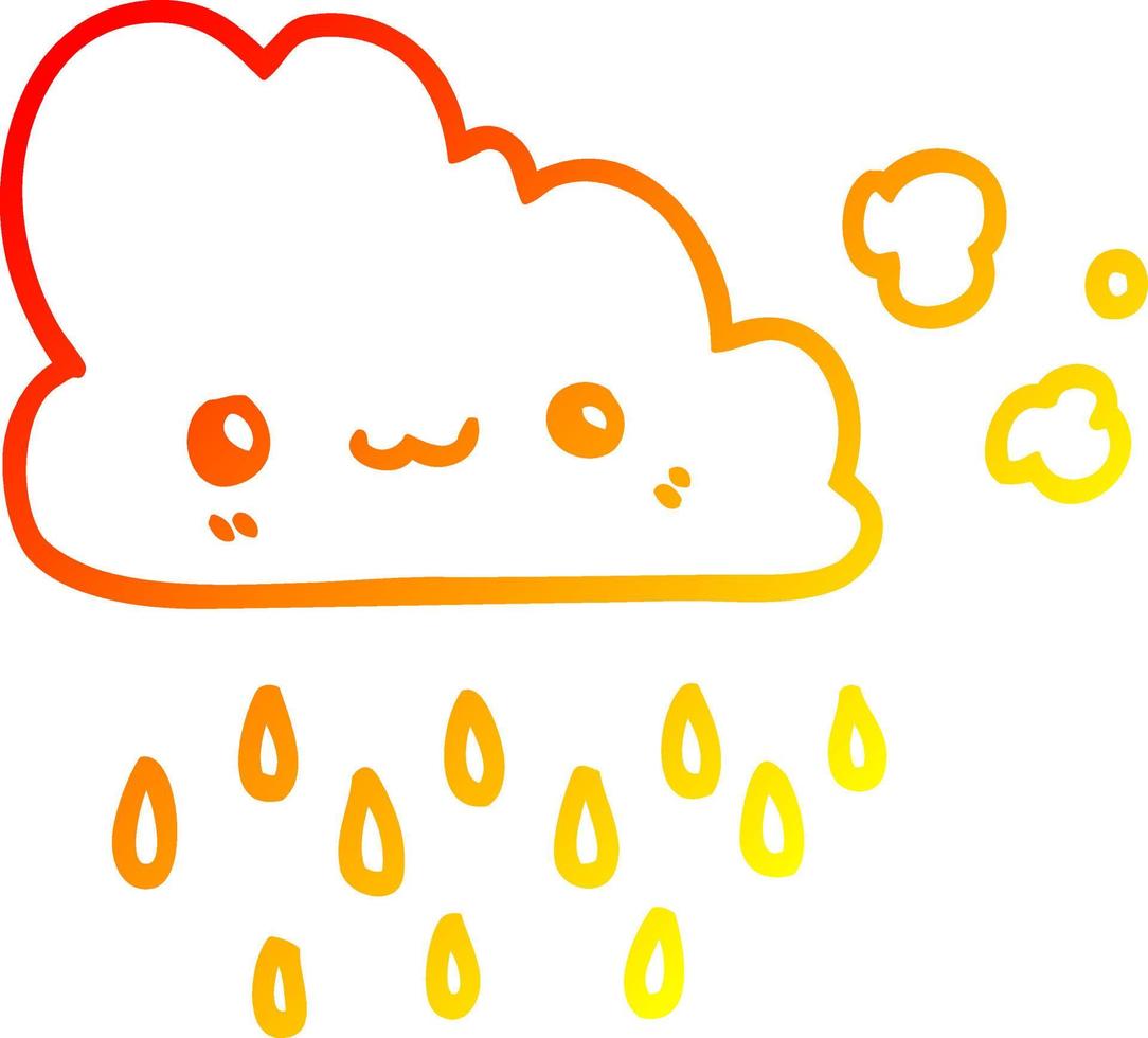 dibujo de línea de gradiente cálido nube de tormenta de dibujos animados vector