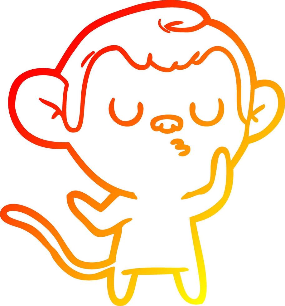 warm gradient line drawing cartoon monkey vector