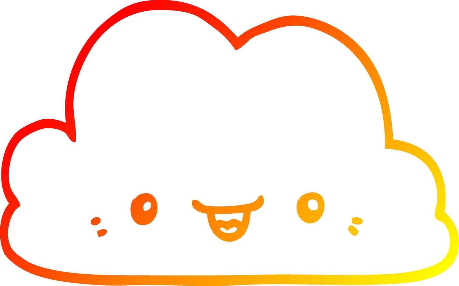 línea de gradiente cálido dibujo nube de dibujos animados lindo vector