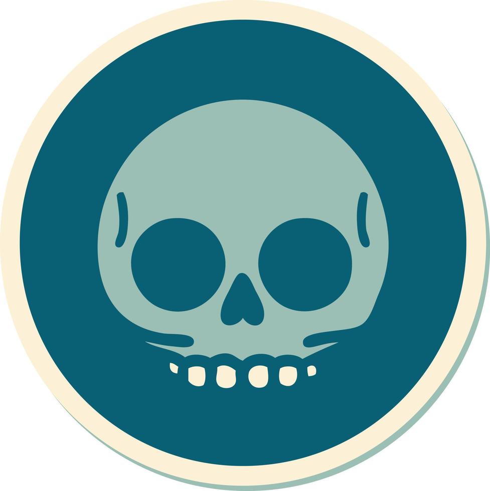 sticker of tattoo in traditional style of a skull vector