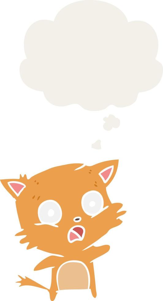 cartoon cat and thought bubble in retro style vector