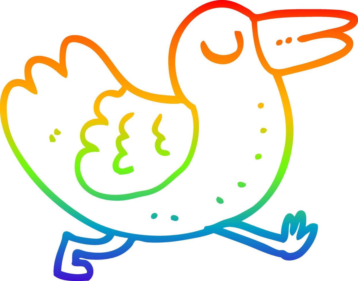 rainbow gradient line drawing cartoon bird vector