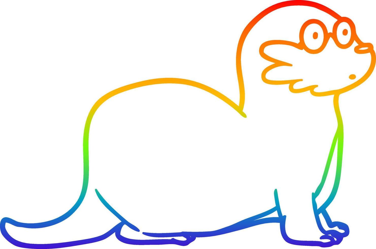 rainbow gradient line drawing cartoon otter vector