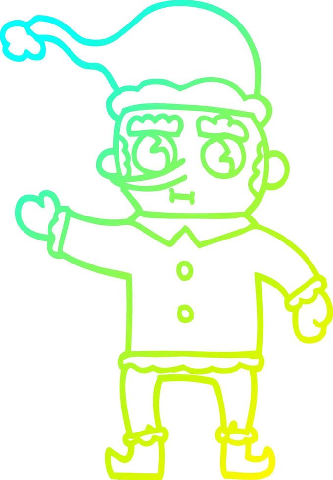 cold gradient line drawing cartoon christmas elf vector