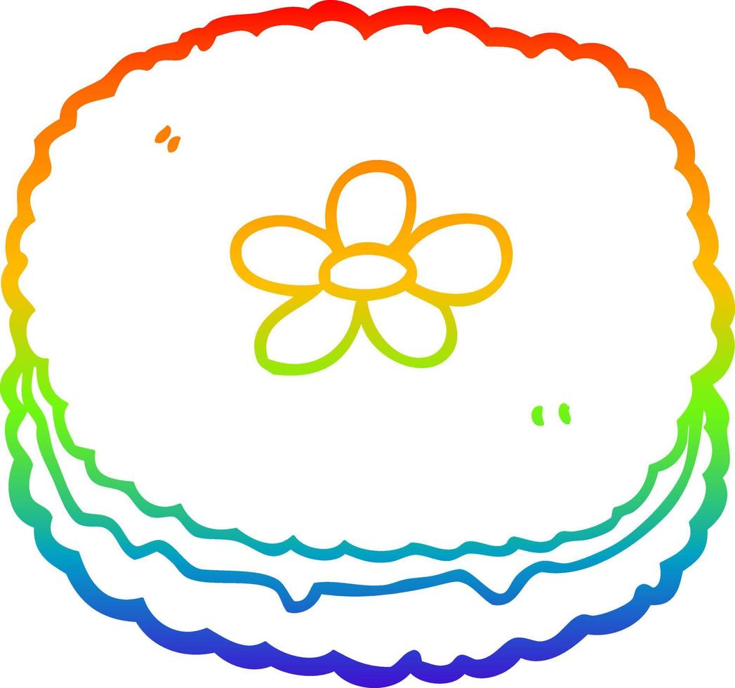 rainbow gradient line drawing cartoon biscuit vector