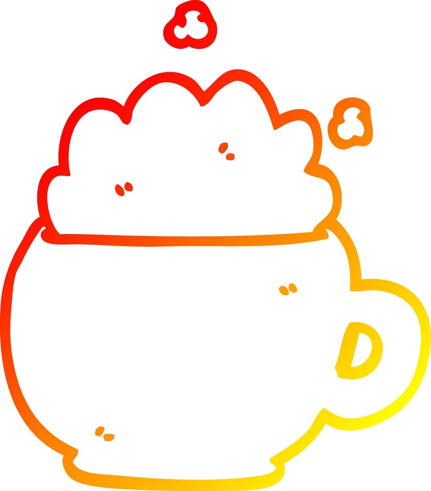 warm gradient line drawing cartoon frappacino vector