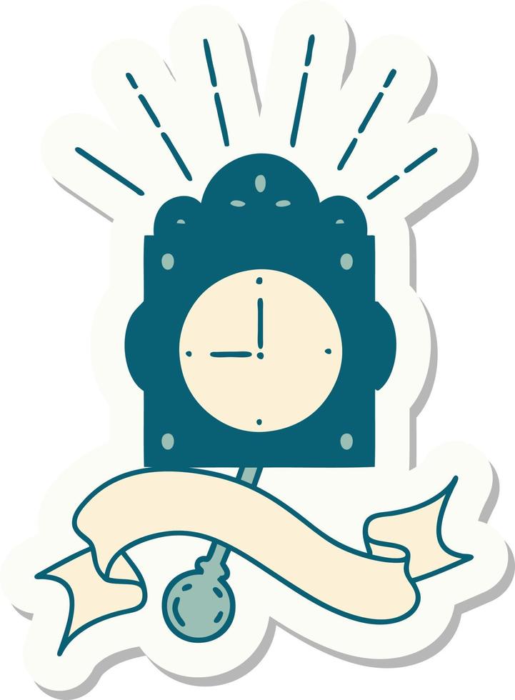 pegatina de un reloj estilo tatuaje vector