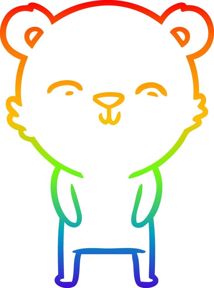 rainbow gradient line drawing happy cartoon bear vector