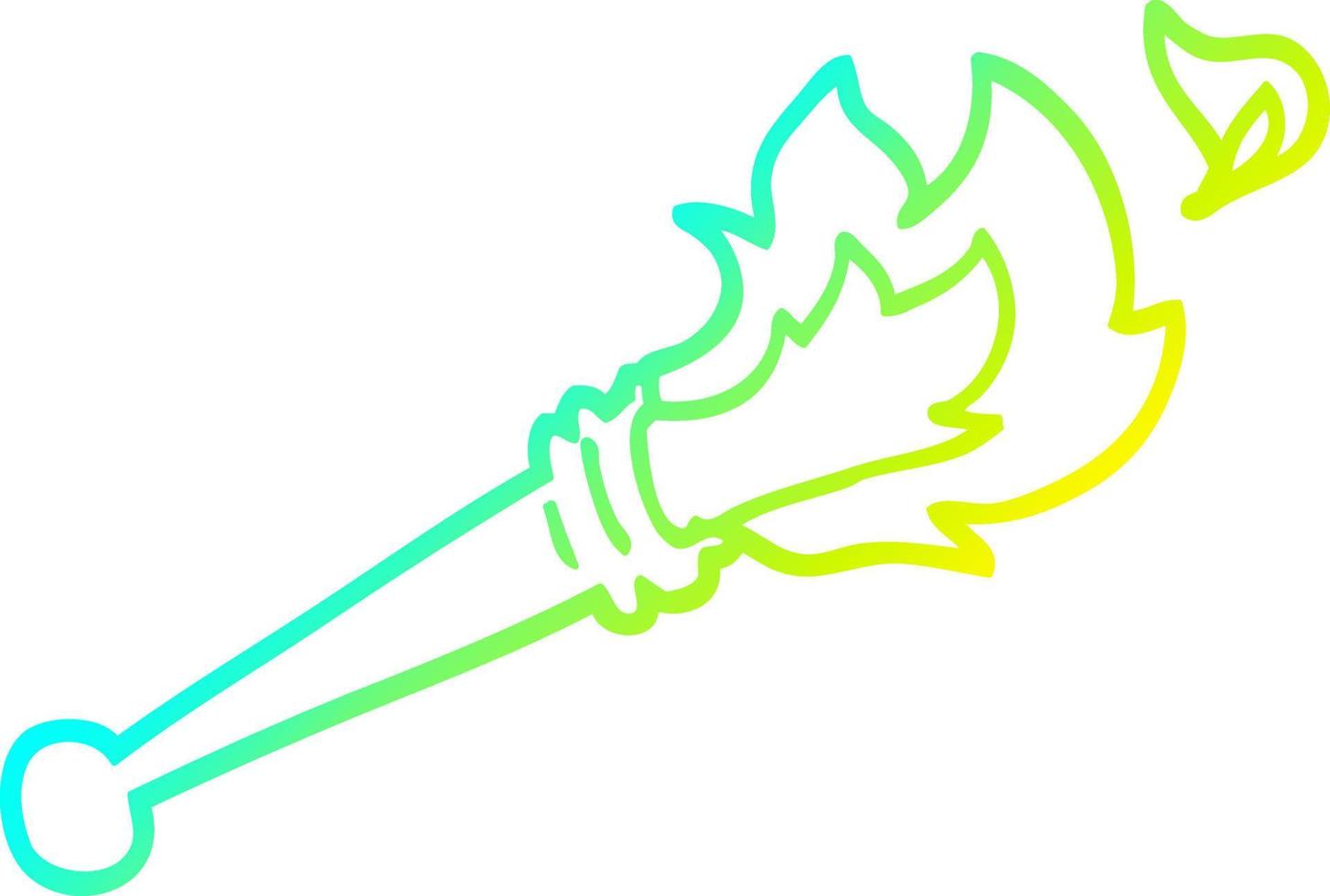 cold gradient line drawing cartoon sports torch vector