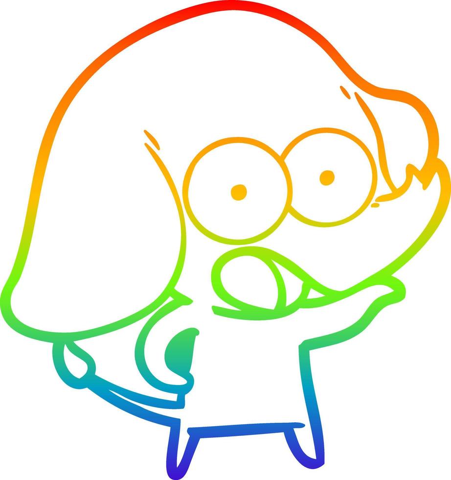 rainbow gradient line drawing cute cartoon elephant vector