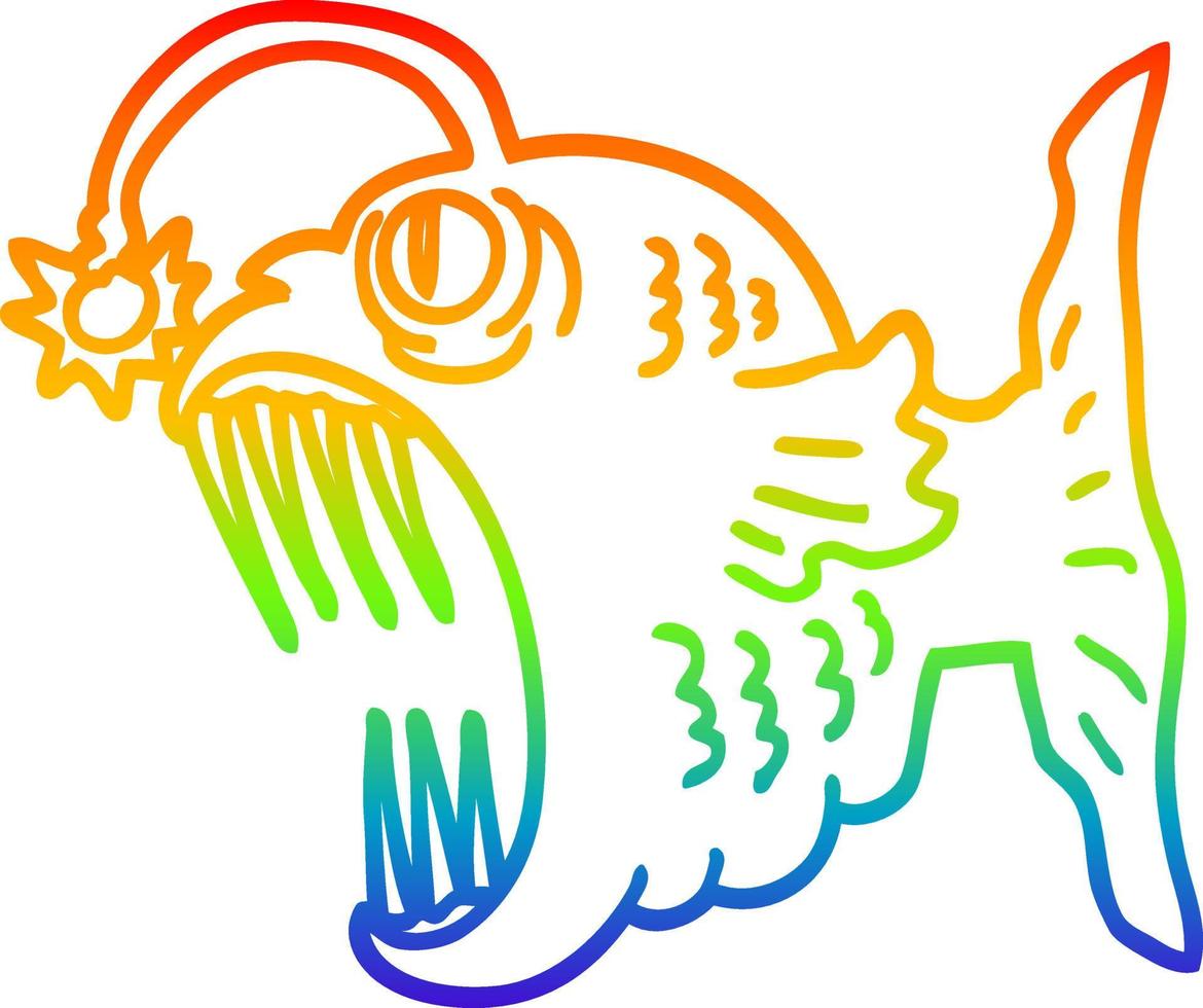 arco iris gradiente línea dibujo dibujos animados linterna pescado vector