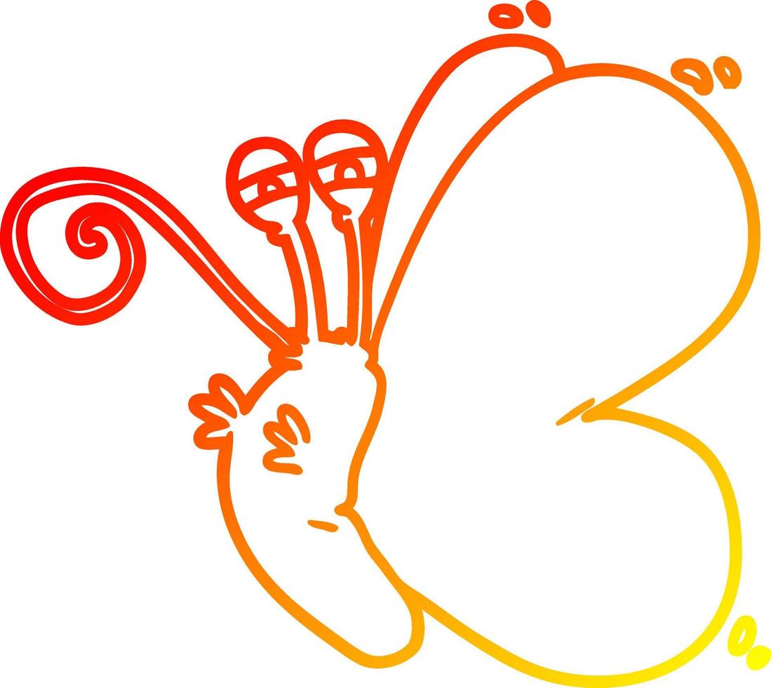 warm gradient line drawing funny cartoon butterfly vector