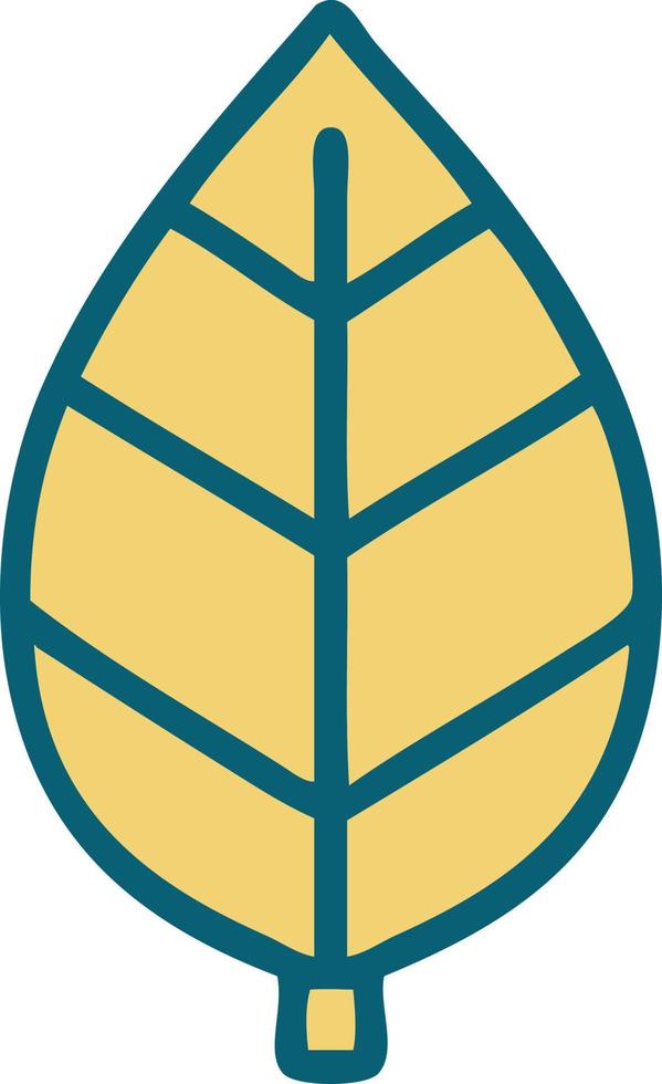 iconic tattoo style image of leaf vector
