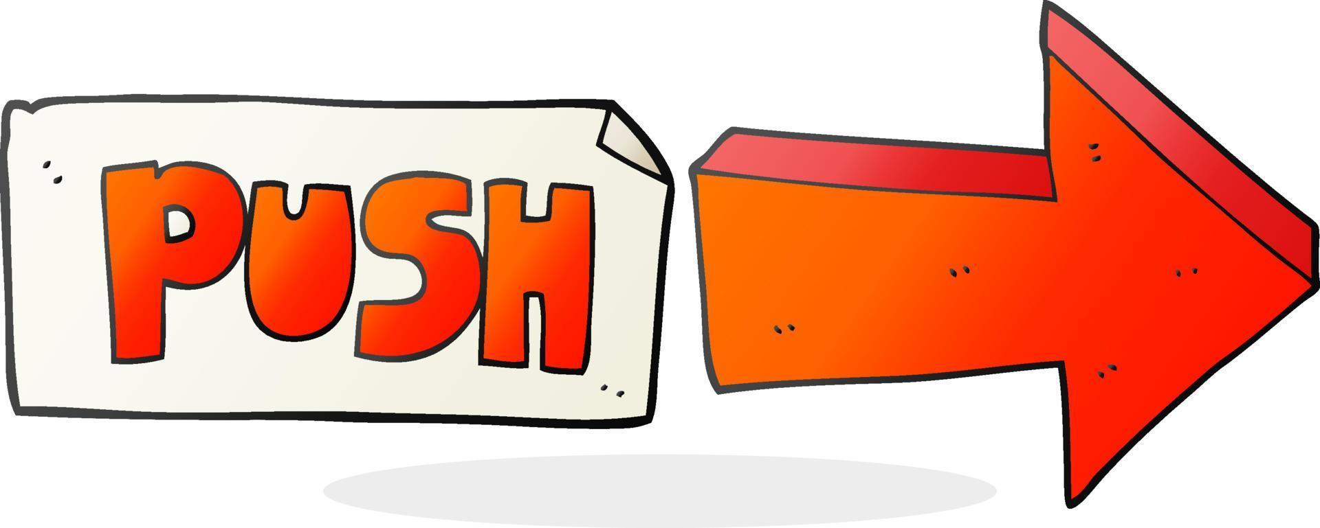 freehand drawn cartoon push door sign vector