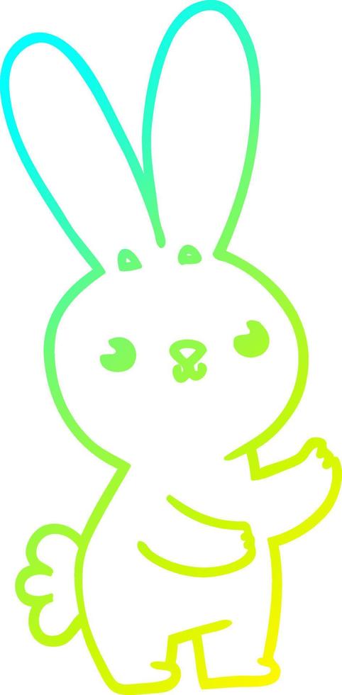 cold gradient line drawing cute cartoon rabbit vector