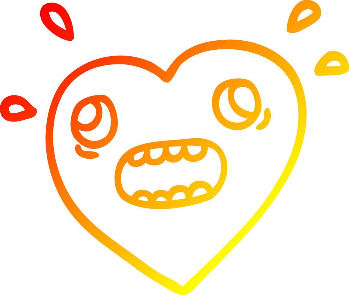 warm gradient line drawing cartoon heart panicking vector