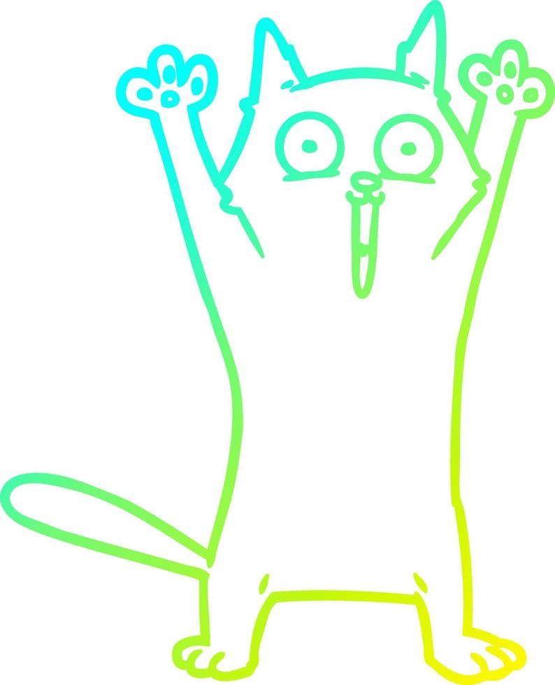 línea de gradiente frío dibujo gato feliz de dibujos animados vector