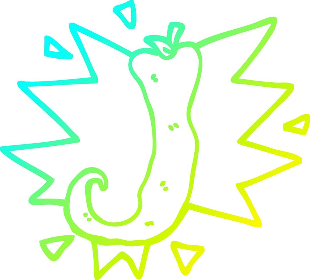 cold gradient line drawing cartoon red hot chili vector