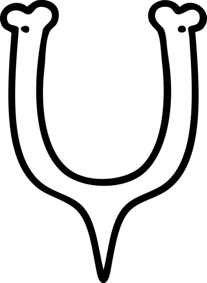 tattoo in black line style of a wish bone vector