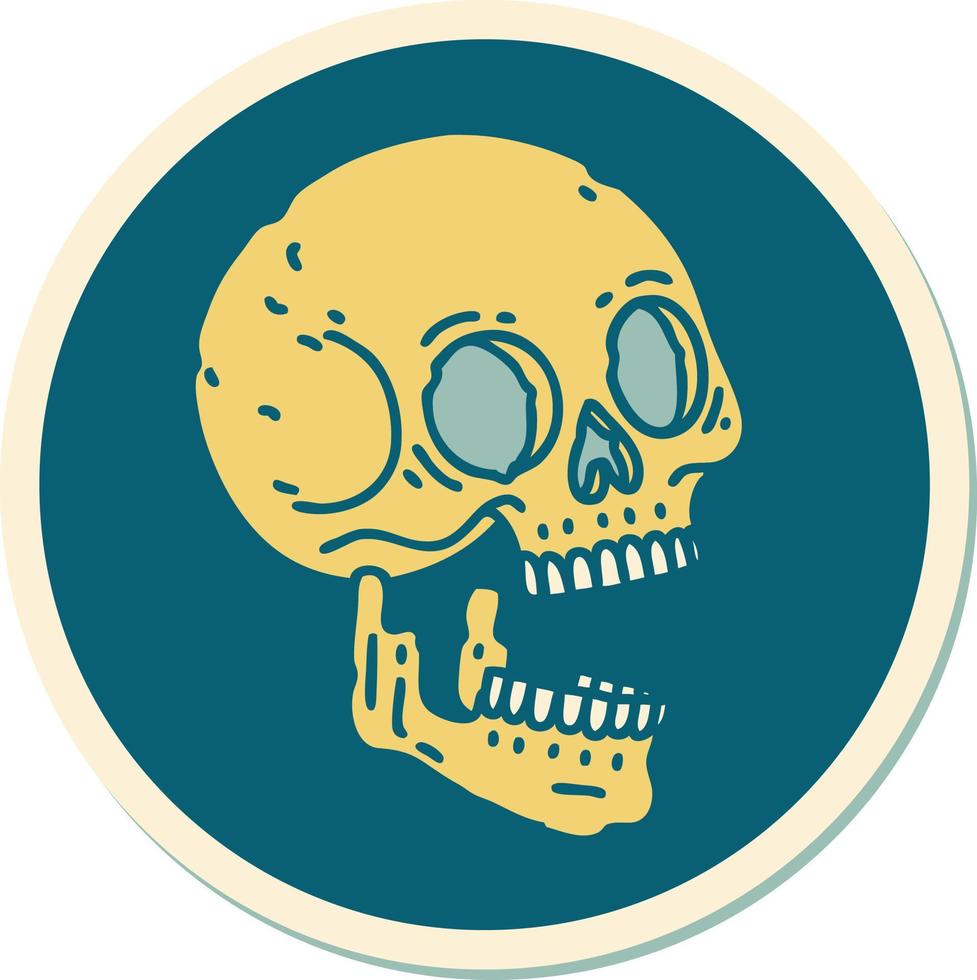 sticker of tattoo in traditional style of a skull vector