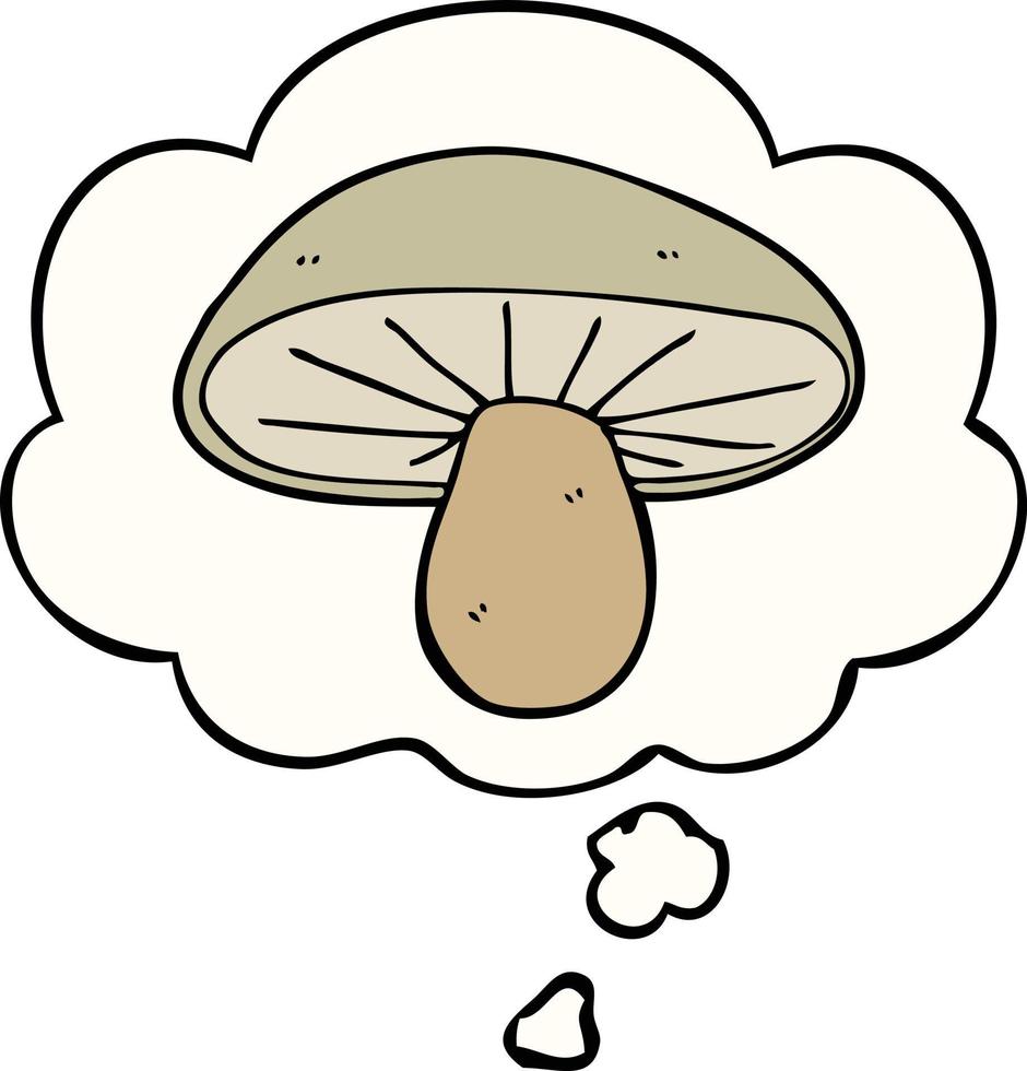 cartoon mushroom and thought bubble vector