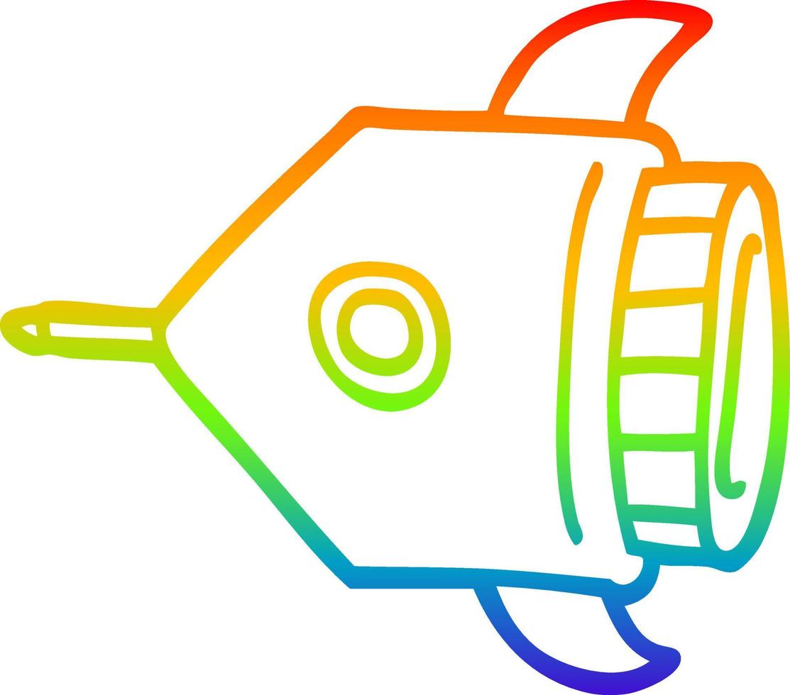 rainbow gradient line drawing cartoon rocket vector