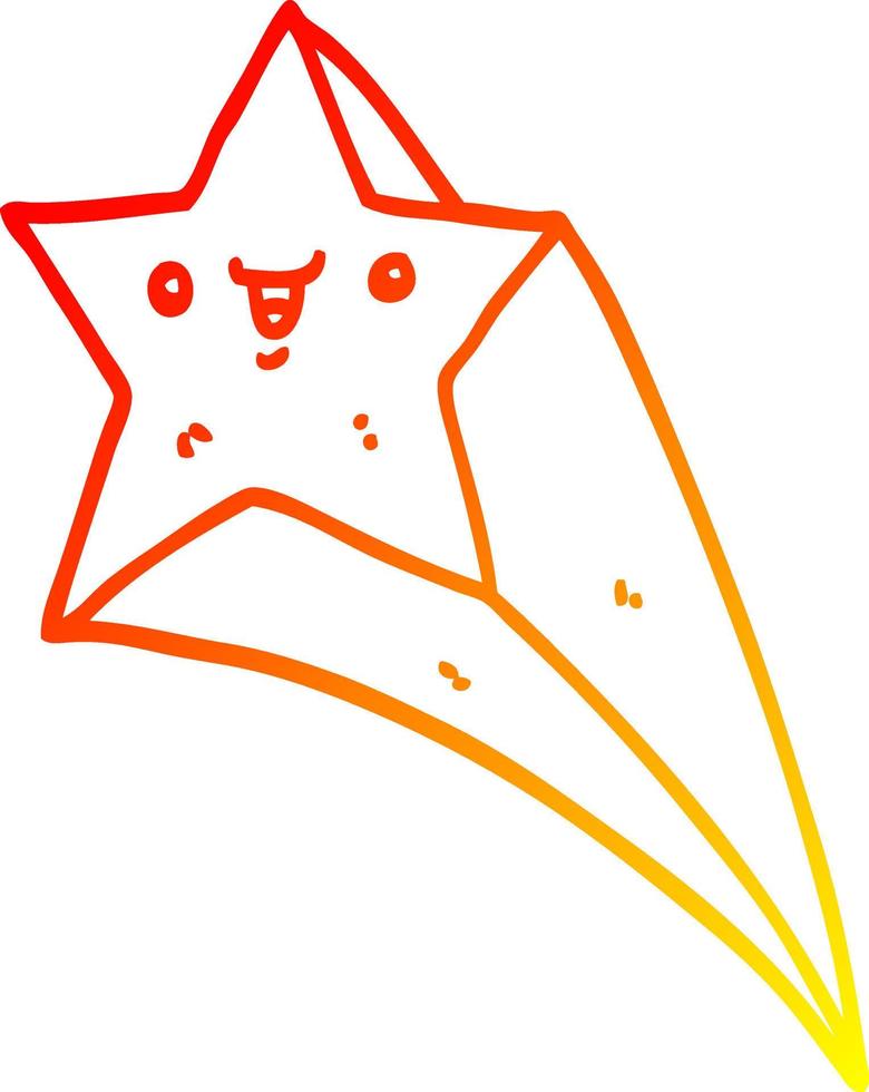 warm gradient line drawing cartoon shooting star vector