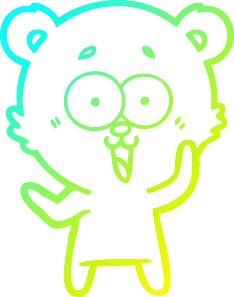 cold gradient line drawing laughing teddy  bear cartoon vector