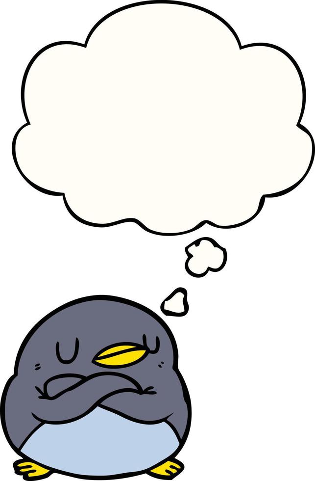 cartoon penguin and thought bubble vector