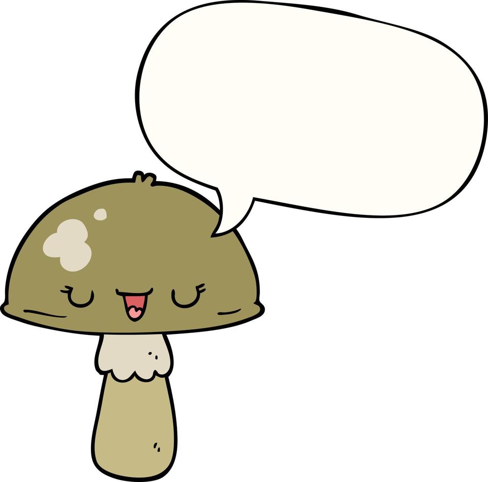 cartoon mushroom and speech bubble vector