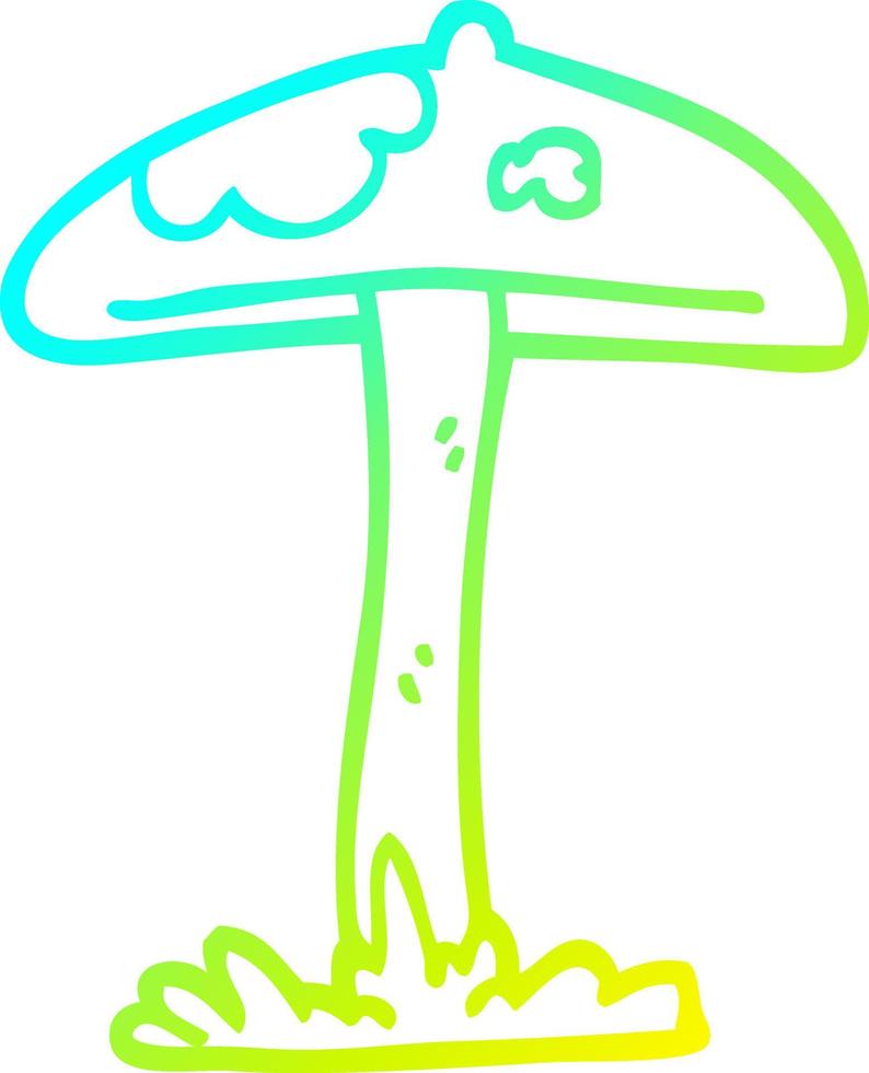 cold gradient line drawing cartoon mushroom vector