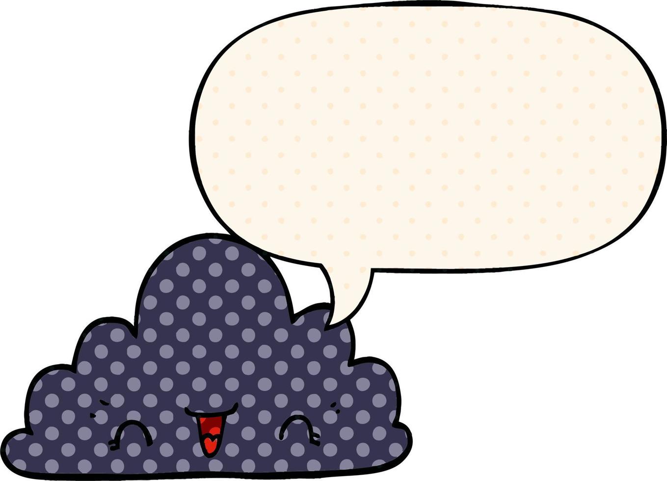 cute cartoon cloud and speech bubble in comic book style vector