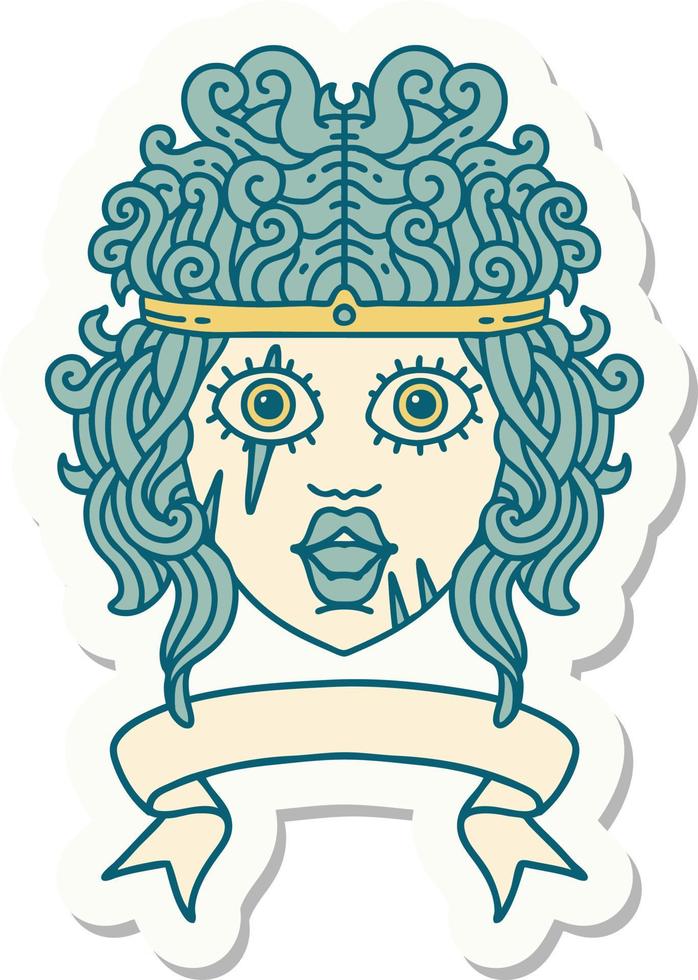 sticker of a human barbarian character with banner vector