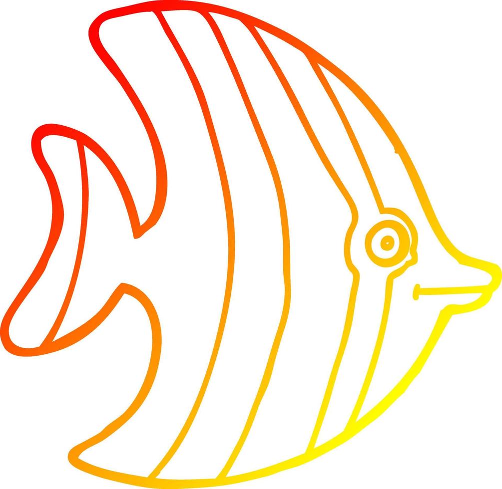 warm gradient line drawing cartoon angel fish vector