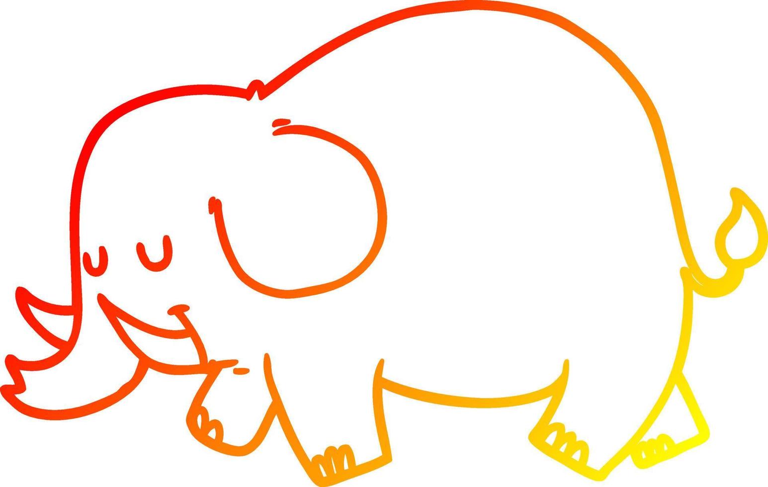 warm gradient line drawing cartoon elephant vector